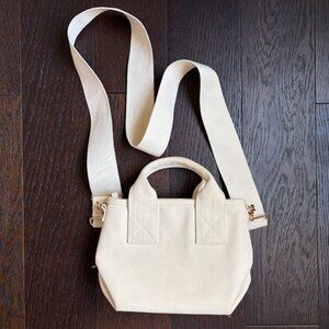 H&m Canvas Tote Bag with Crossbody Strap & Handles (Ivory / Bone)